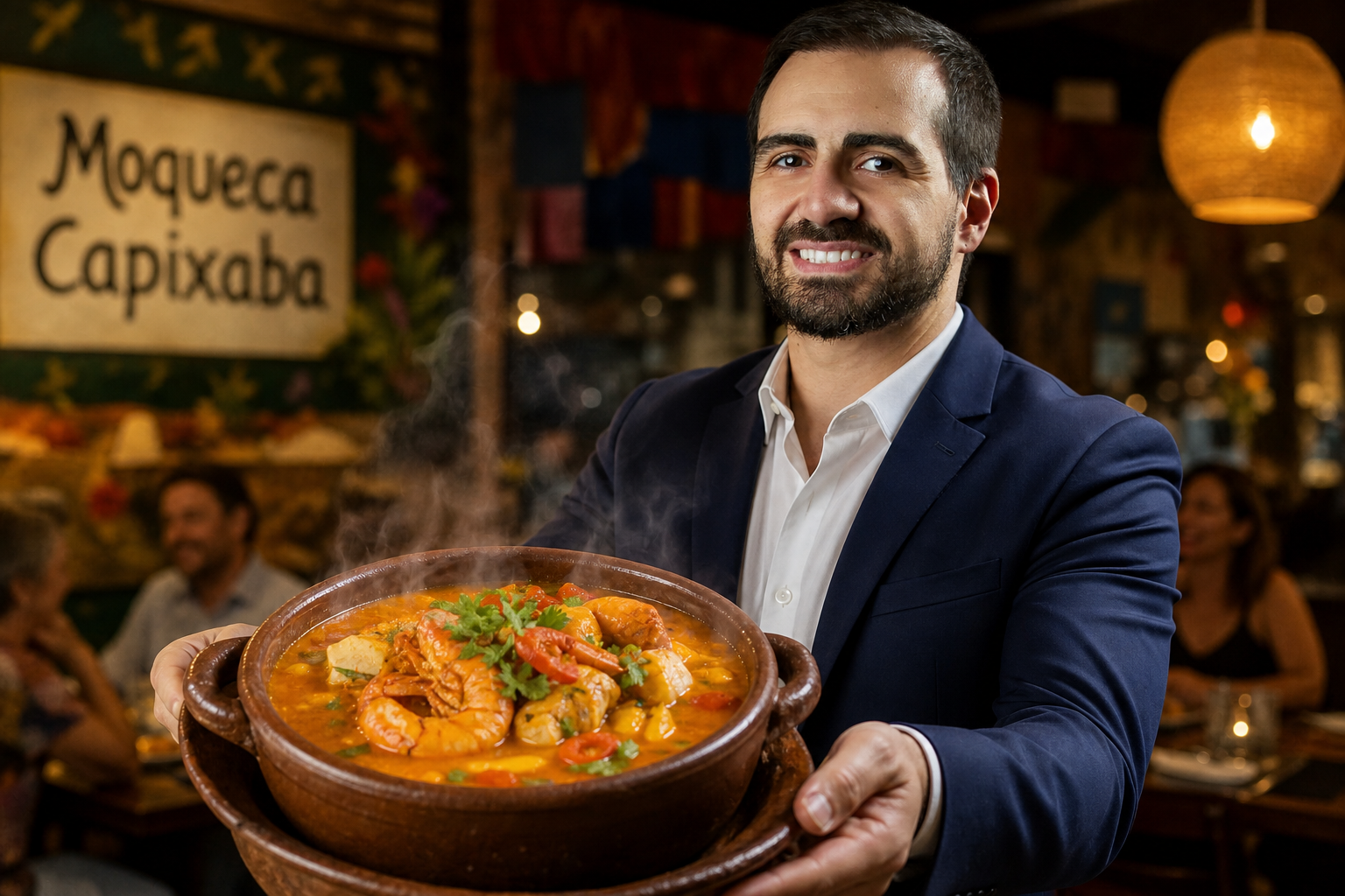 Moqueca capixaba na panela de barro